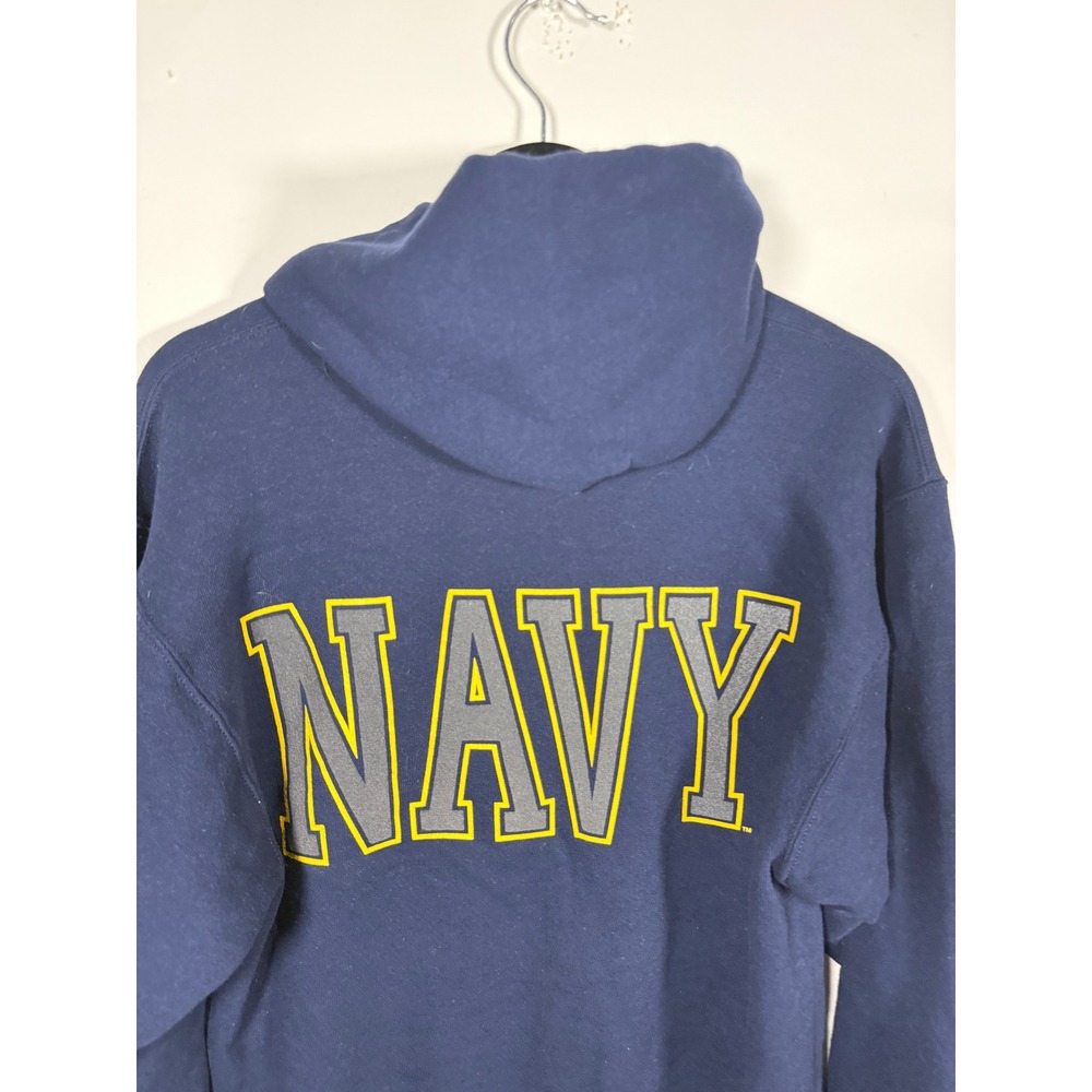 Soffe US Navy Hoodie Mens Small Blue Yellow Seal Graphic Sweatshirt Made in USA - Picture 4 of 8